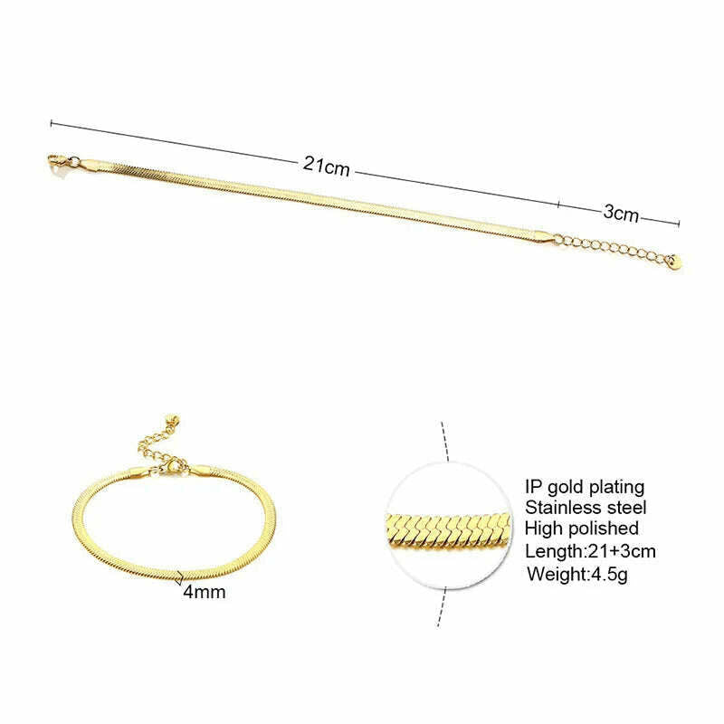 Stainless Steel Women Chain Anklet Summer Chevron Snake Ankle Foot Bracelet Gift for Her - KIMLUD