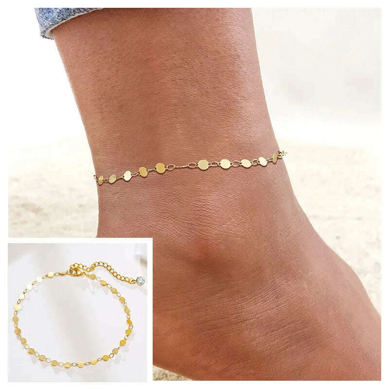Stainless Steel Women Chain Anklet Summer Chevron Snake Ankle Foot Bracelet Gift for Her - KIMLUD