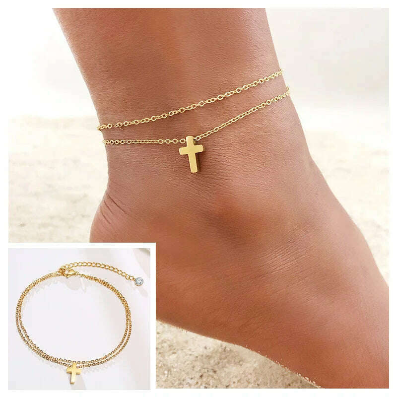 Stainless Steel Women Chain Anklet Summer Chevron Snake Ankle Foot Bracelet Gift for Her - KIMLUD