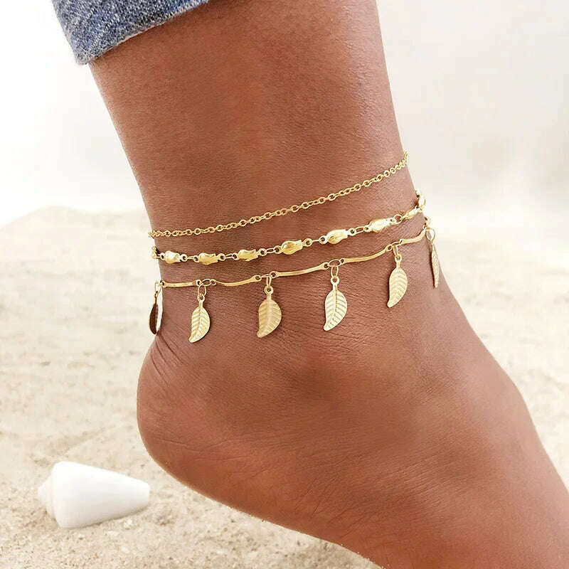 Stainless Steel Women Chain Anklet Summer Chevron Snake Ankle Foot Bracelet Gift for Her - KIMLUD