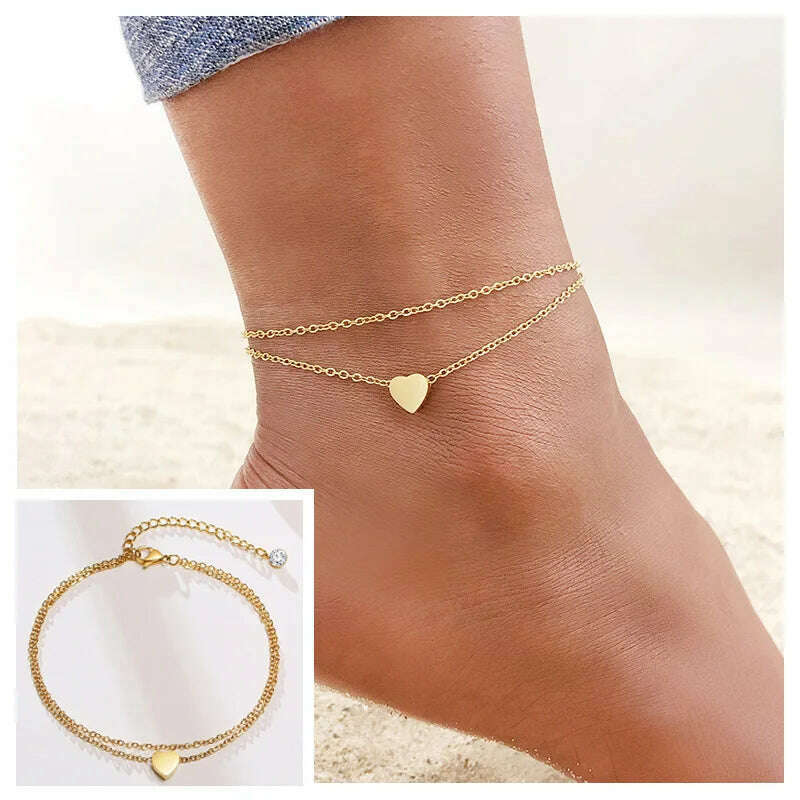 Stainless Steel Women Chain Anklet Summer Chevron Snake Ankle Foot Bracelet Gift for Her - KIMLUD