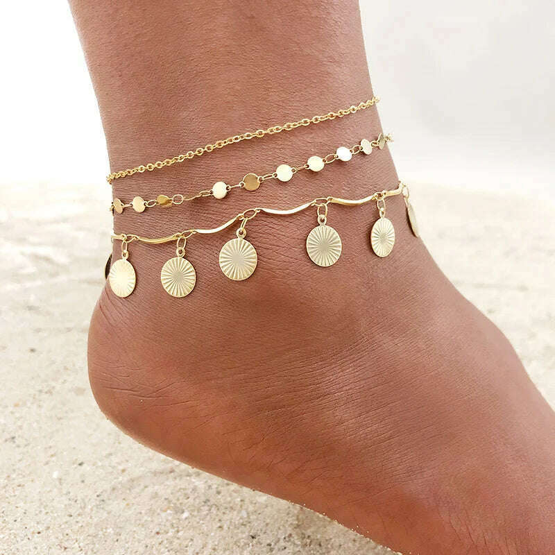 Stainless Steel Women Chain Anklet Summer Chevron Snake Ankle Foot Bracelet Gift for Her - KIMLUD