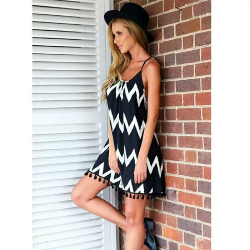 Summer Round Neck Enough Stock Short-sleeved Dress Black And White Striped Dresses Casual Elegant Sheath Slim Dress - KIMLUD