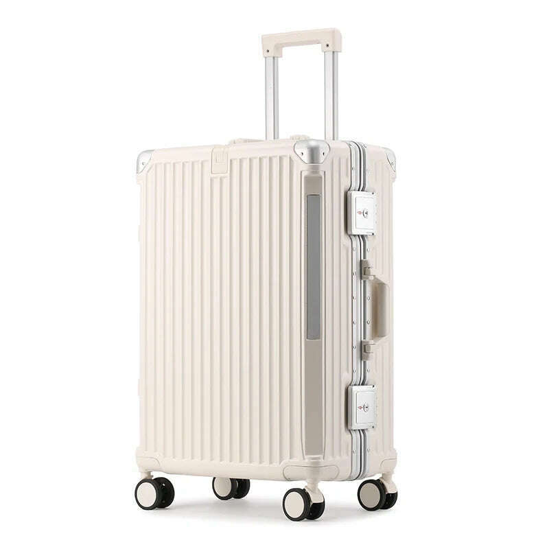 KIMLUD, SUSHIMU Suitcase Travel Suitcase Men 20 24 26 Carry-On Luggage Women PC Aluminum Frame Trolley Case TSA password lock, WHITE / 20Inches 500mm, KIMLUD APPAREL - Womens Clothes