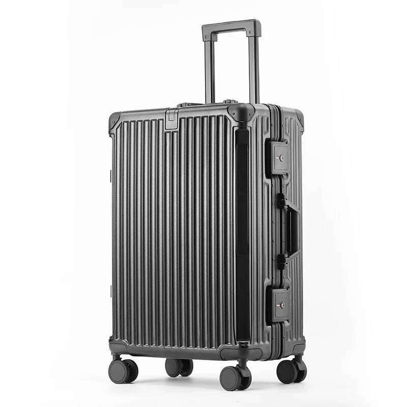 KIMLUD, SUSHIMU Suitcase Travel Suitcase Men 20 24 26 Carry-On Luggage Women PC Aluminum Frame Trolley Case TSA password lock, black / 20Inches 500mm, KIMLUD APPAREL - Womens Clothes