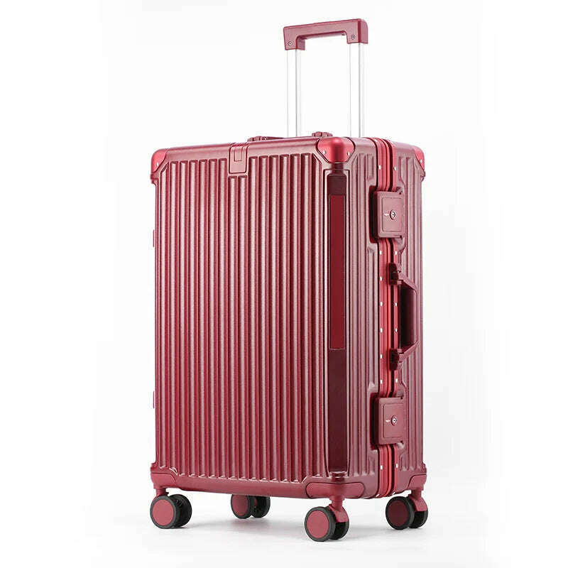 KIMLUD, SUSHIMU Suitcase Travel Suitcase Men 20 24 26 Carry-On Luggage Women PC Aluminum Frame Trolley Case TSA password lock, Red / 20Inches 500mm, KIMLUD APPAREL - Womens Clothes