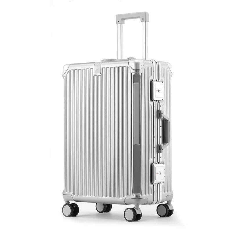 KIMLUD, SUSHIMU Suitcase Travel Suitcase Men 20 24 26 Carry-On Luggage Women PC Aluminum Frame Trolley Case TSA password lock, Silver / 20Inches 500mm, KIMLUD APPAREL - Womens Clothes