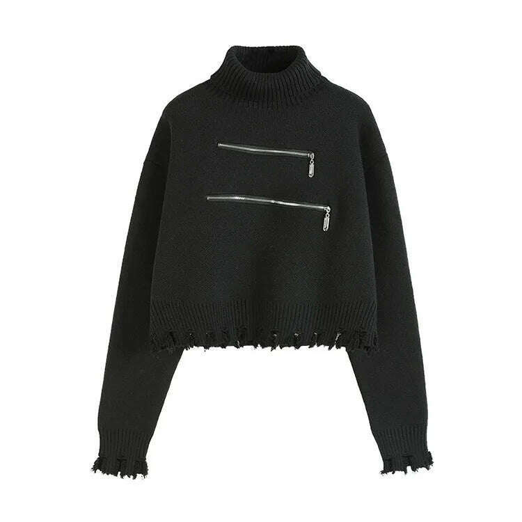 Sweater Women Turtleneck Pullovers Long Sleeve Solid Stretch Korean Top Knit 2022 Autumn Winter Casual Female Short Sweaters - KIMLUD