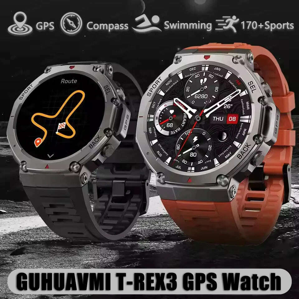 KIMLUD, T-Rex 3 Built-in Dual-band GPS Smart Watch Men Smartwatch Compass Altimeter Barometric 5ATM IP69K Waterproof AMOLED HD Watches, KIMLUD Womens Clothes
