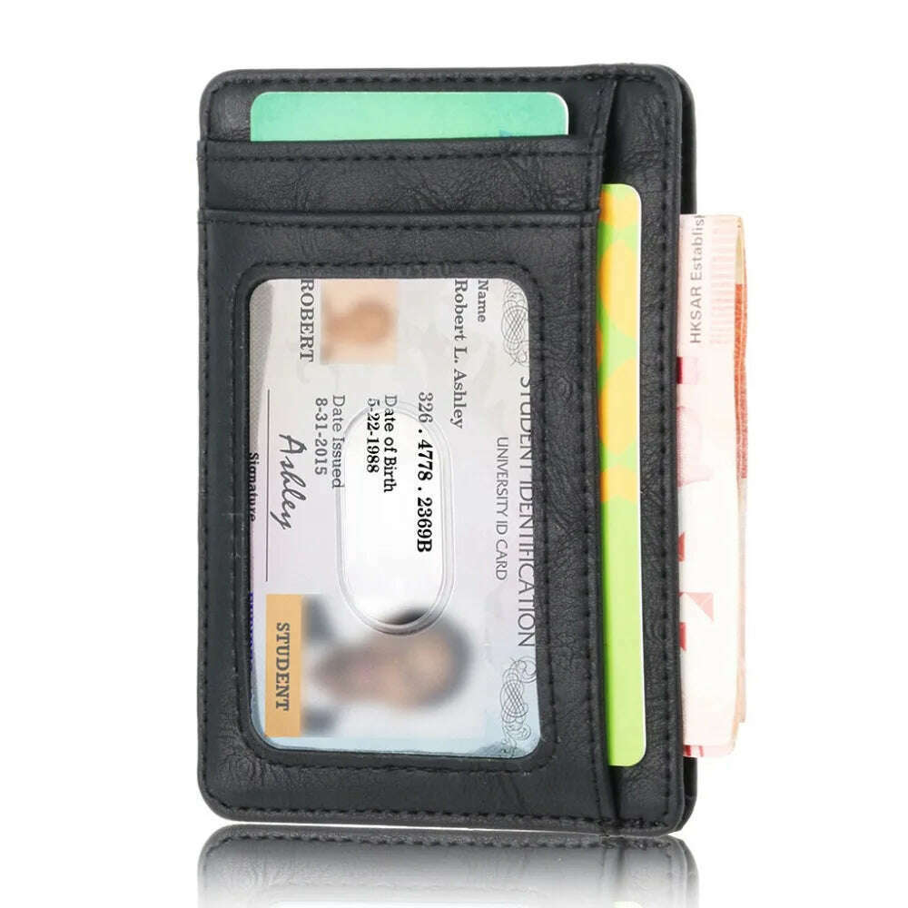 THINKTHENDO Slim RFID Blocking Leather Wallet Credit ID Card Holder Purse Money Case for Men Women 2020 Fashion Bag 11.5x8x0.5cm - KIMLUD