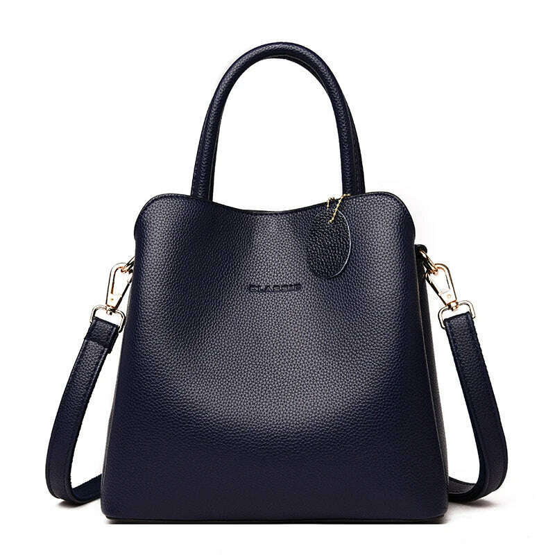 Three Layers Luxury Handbags For Women Designer High Quality Leather Crossbody Shoulder Bags Ladies Casual Tote Bag Sac A Main - KIMLUD