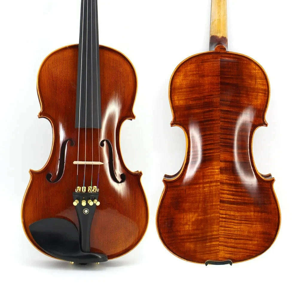 TONGLING Handmade Advanced Violin Oil Varnish Nature Flamed Maple Violin 4/4 Spruce Plate Ebony Parts with Bow Case Tuner - KIMLUD