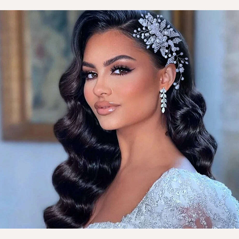 TOPQUEEN HP135 Wedding Hair Comb Bridal Hair Ornaments Crystal Pearl Beaded Hair Clip Hair Accessories Handmade Women Tiara - KIMLUD