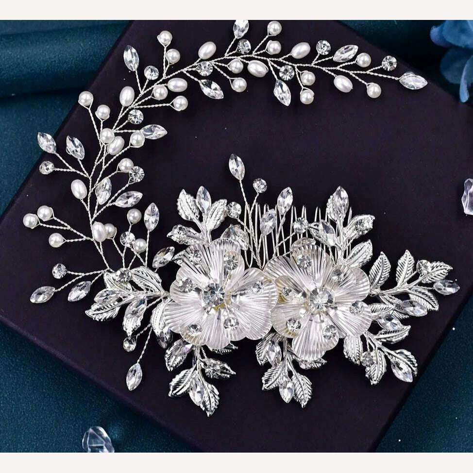 TOPQUEEN HP135 Wedding Hair Comb Bridal Hair Ornaments Crystal Pearl Beaded Hair Clip Hair Accessories Handmade Women Tiara - KIMLUD