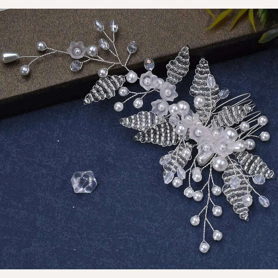 TOPQUEEN HP135 Wedding Hair Comb Bridal Hair Ornaments Crystal Pearl Beaded Hair Clip Hair Accessories Handmade Women Tiara - KIMLUD