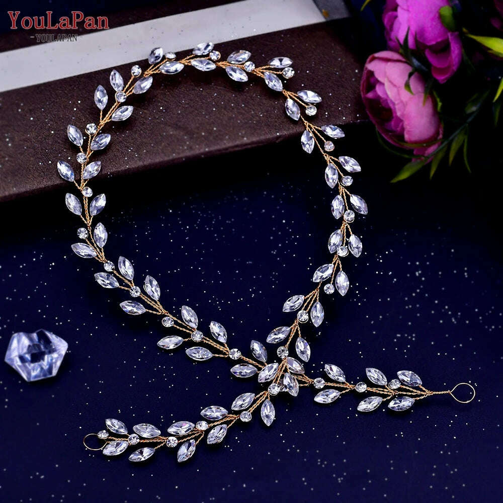 TOPQUEEN Wedding Tiara Bride Headpieces Party Hair Jewelry Rhinestone Headbands for Woman Wedding Bridal Hair Accessories - KIMLUD