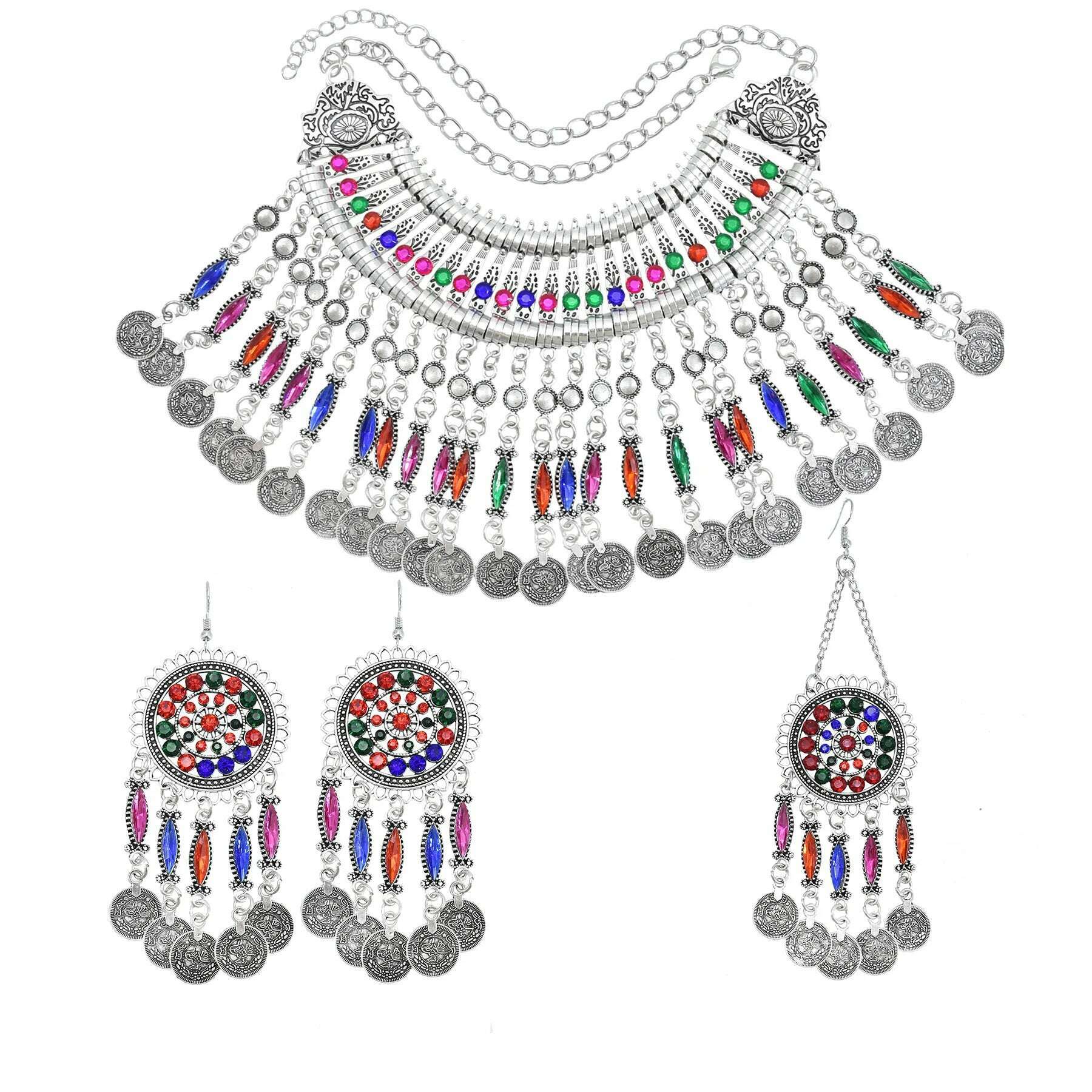 Turkish Bohemian Coin Necklaces Earrings Belly Chains Hair Clips Jewelry Sets for Women Afghan Indian Festival Party Jewelry - KIMLUD