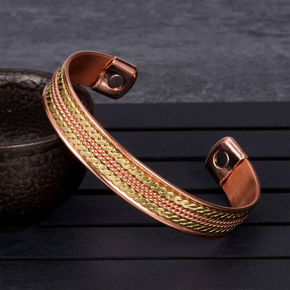 KIMLUD, Twisted Pure Copper Bracelet Adjustable 11mm Wide Therapy Arthritis Energy Bracelet Benefits Cuff Copper Bracelets for Women, KIMLUD Womens Clothes