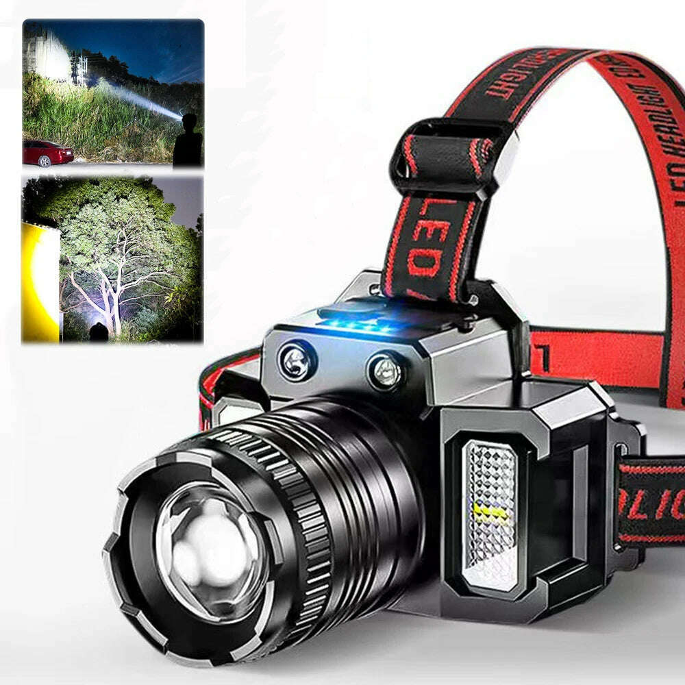 KIMLUD, USB Rechargeable Headlamp 2000mah Super Bright Torch Light Induction LED Headlight Waterproof Camping Mobile Power Bank Flashing, KIMLUD Womens Clothes
