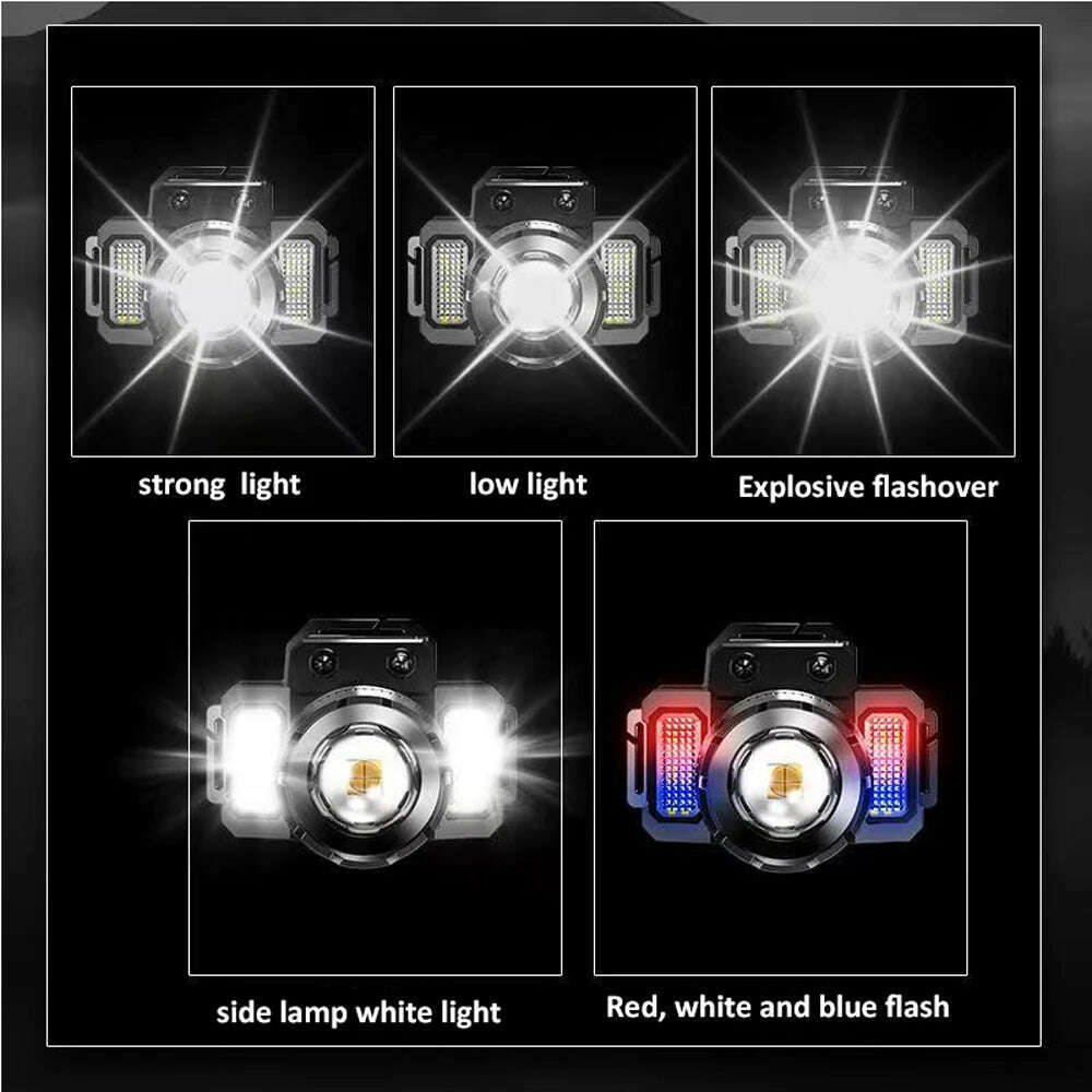 KIMLUD, USB Rechargeable Headlamp 2000mah Super Bright Torch Light Induction LED Headlight Waterproof Camping Mobile Power Bank Flashing, KIMLUD Womens Clothes