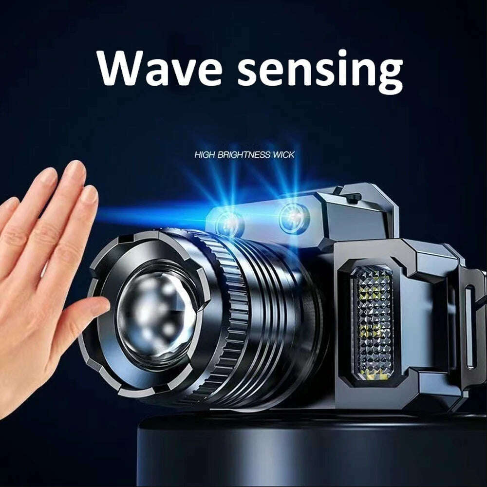 KIMLUD, USB Rechargeable Headlamp 2000mah Super Bright Torch Light Induction LED Headlight Waterproof Camping Mobile Power Bank Flashing, KIMLUD Womens Clothes