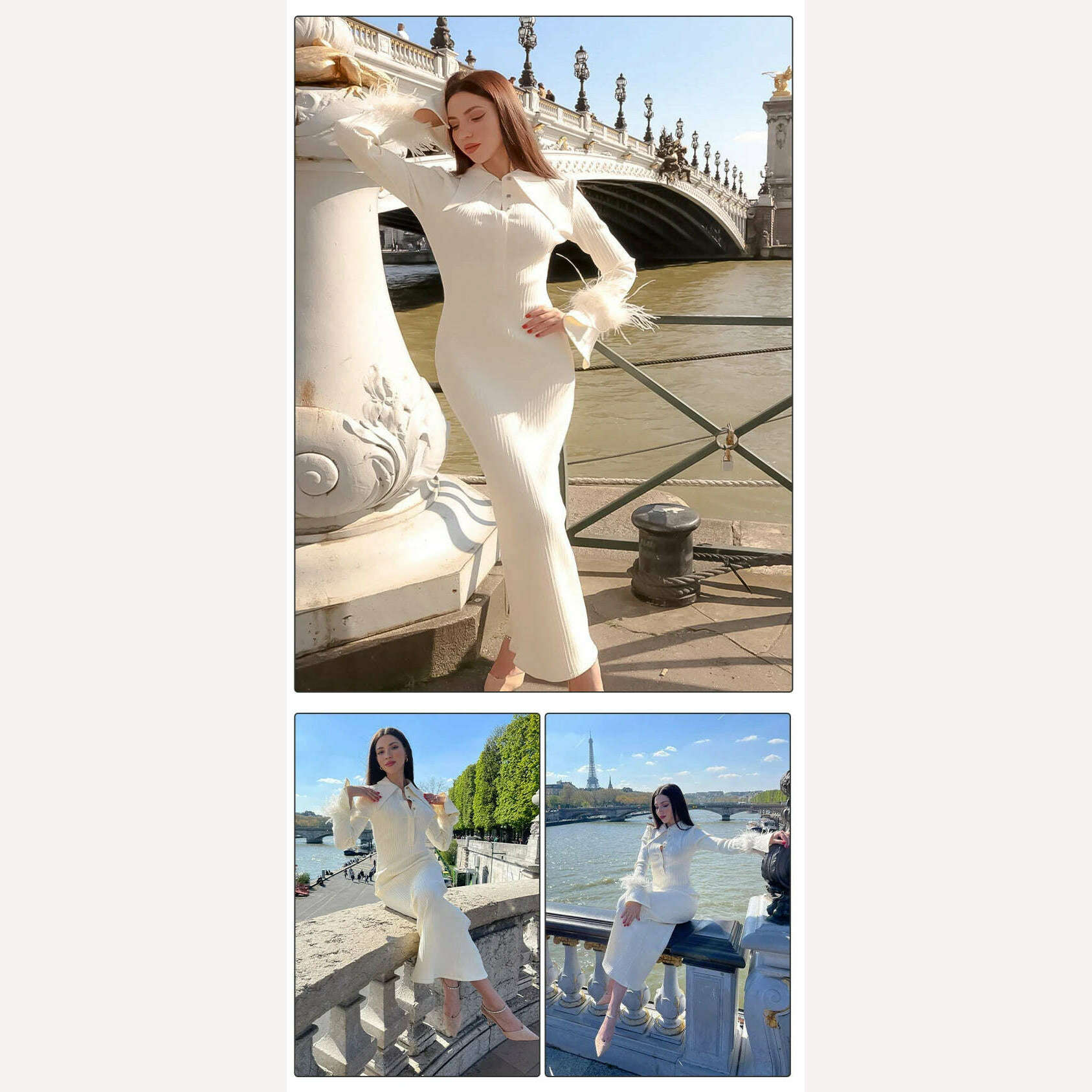 VC Light Yellow Maxi Dress Women Elegant Bodycon Bandage Long Sleeve Feather Design Party Dress Vestidos - KIMLUD