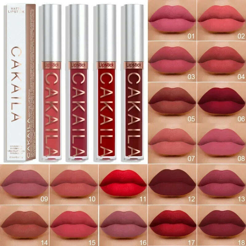 Waterproof Nude Lip Gloss 18Colors Lasting Velvet Matte Liquid Lipstick Moisturizing Non-stick Cup Lip Glaze Lip Makeup Cosmetic - KIMLUD