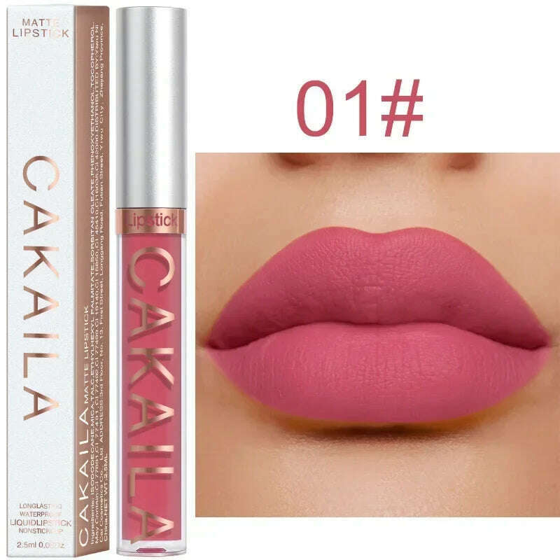 Waterproof Nude Lip Gloss 18Colors Lasting Velvet Matte Liquid Lipstick Moisturizing Non-stick Cup Lip Glaze Lip Makeup Cosmetic - KIMLUD