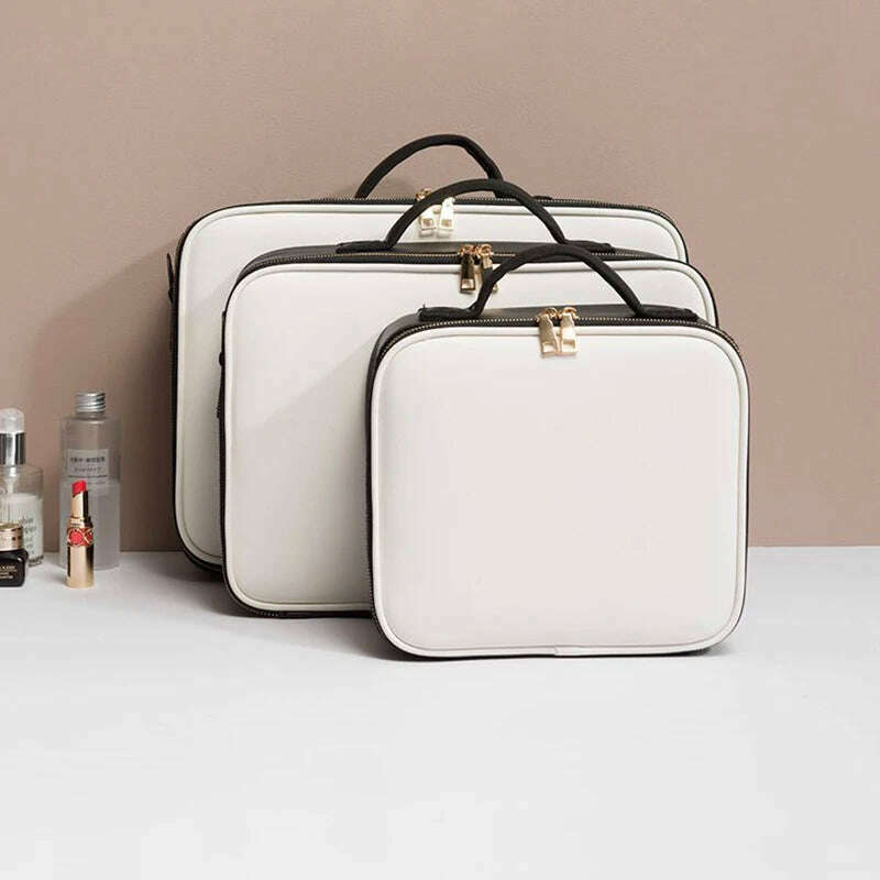 Waterproof PU Leather Cosmetic Bag Professional Large Capacity Storage Make up Handbag Case Travel Toiletry Makeup bag For Women - KIMLUD