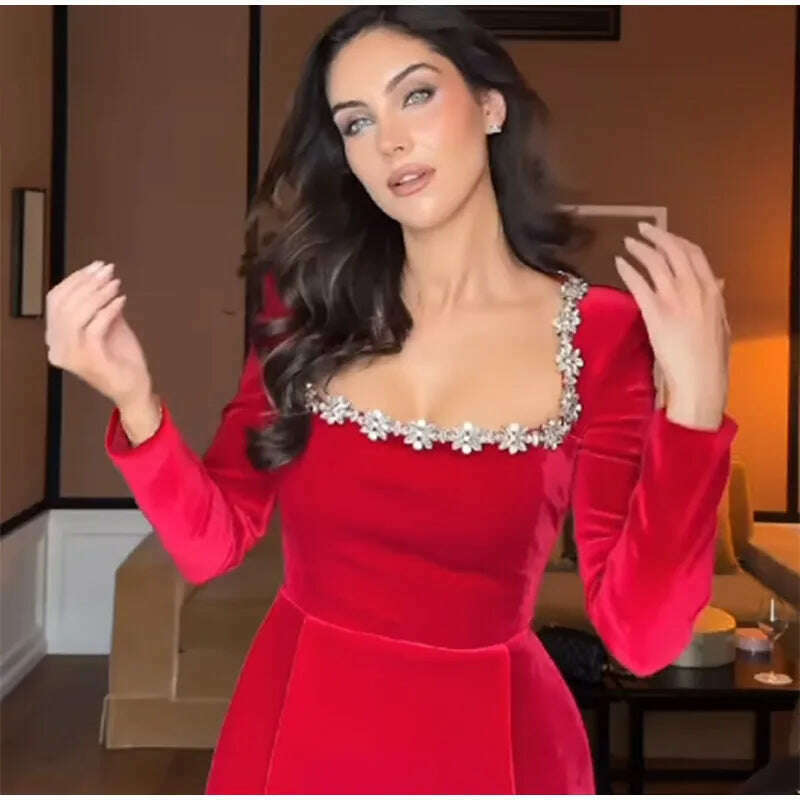 KIMLUD, White Pleated Hem Spliced Mini Dress Elegant Square Neck Long Sleeve High Waist Dresses 2024 Autumn women Chic Party Streetwear, KIMLUD Womens Clothes