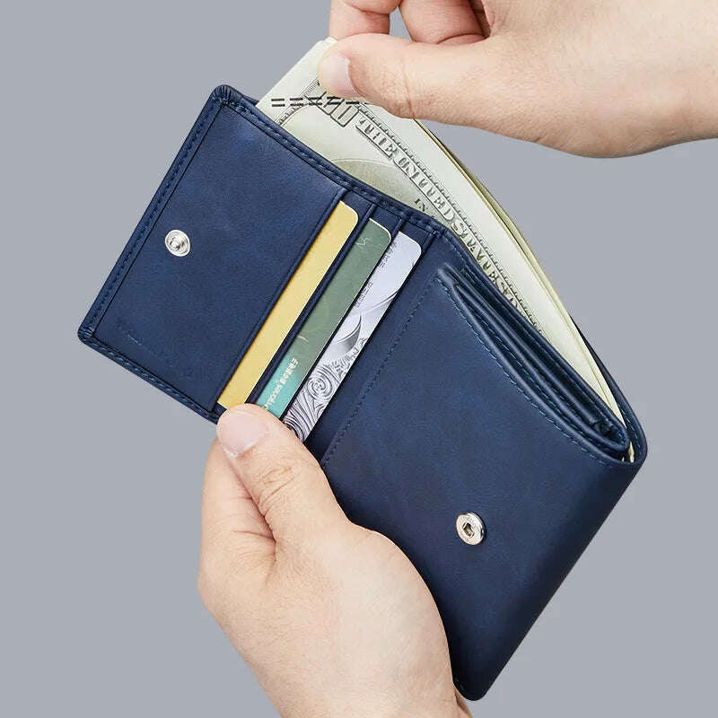 WILLIAMPOLO 2024 New Men's Wallet Leather Men's Anti THeft Wallet For Card Document Holder Side Purse Male Cool Purse Boy - KIMLUD