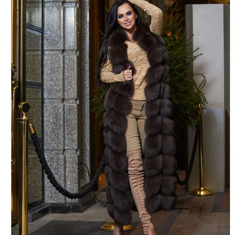 Winter Fox Fur Vest For Women Super Long Winter Eco-friendly Fur Jacket Fashion Outwear Luxury Natural Fur Vest Female Waistcoat - KIMLUD