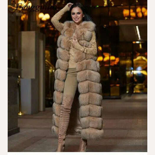 Winter Fox Fur Vest For Women Super Long Winter Eco-friendly Fur Jacket Fashion Outwear Luxury Natural Fur Vest Female Waistcoat - KIMLUD