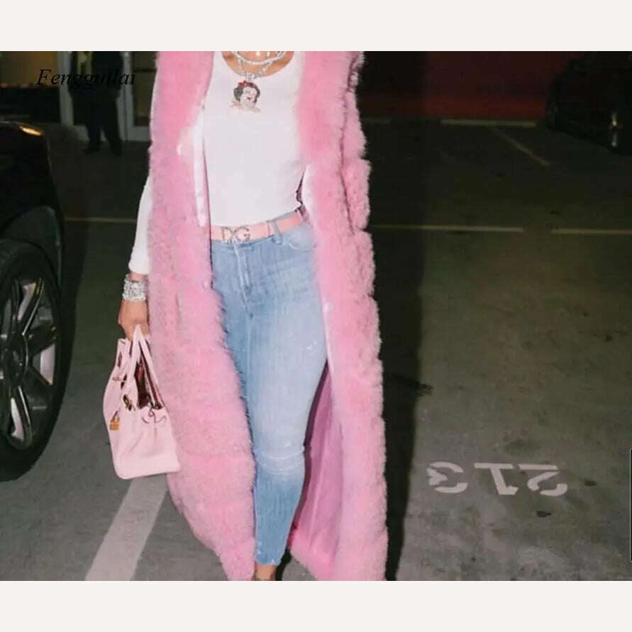 Winter Fox Fur Vest For Women Super Long Winter Eco-friendly Fur Jacket Fashion Outwear Luxury Natural Fur Vest Female Waistcoat - KIMLUD