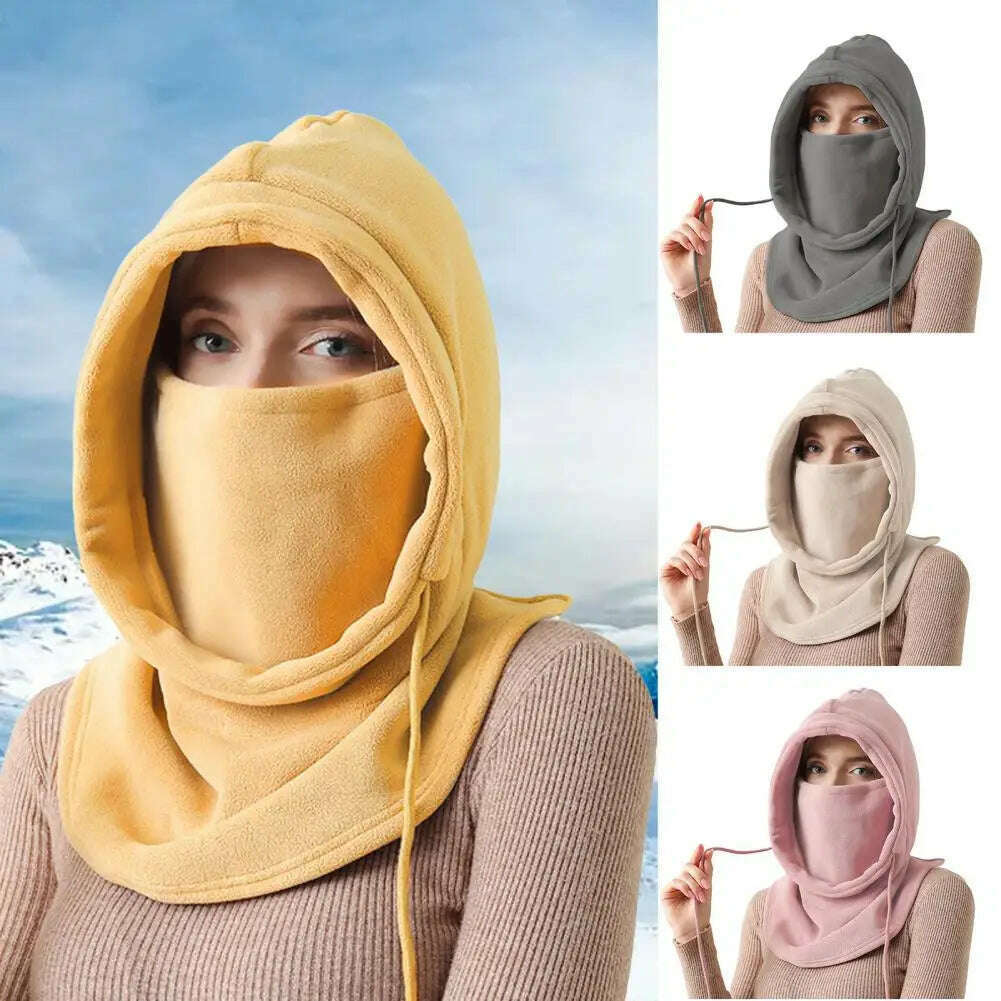 Women Beanie Fleece Cycling Hat Scarf Hooded Face Cover Men Camping Cycling Cap Ski Balaclava Beanie Bonnet Keep warm - KIMLUD