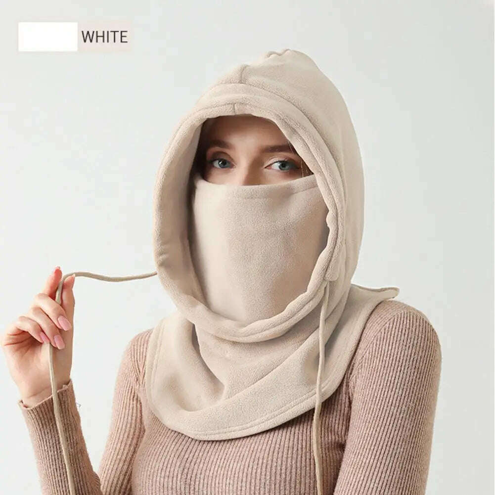 Women Beanie Fleece Cycling Hat Scarf Hooded Face Cover Men Camping Cycling Cap Ski Balaclava Beanie Bonnet Keep warm - KIMLUD