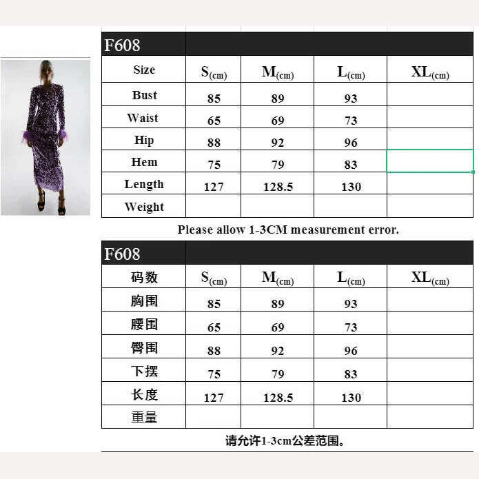 Women O Neck Long Sleeve Luxury Sequin Feather Bodycon Dress Elegant Feather Long Sleeve Skinny Dress Celebrity Evening Party - KIMLUD