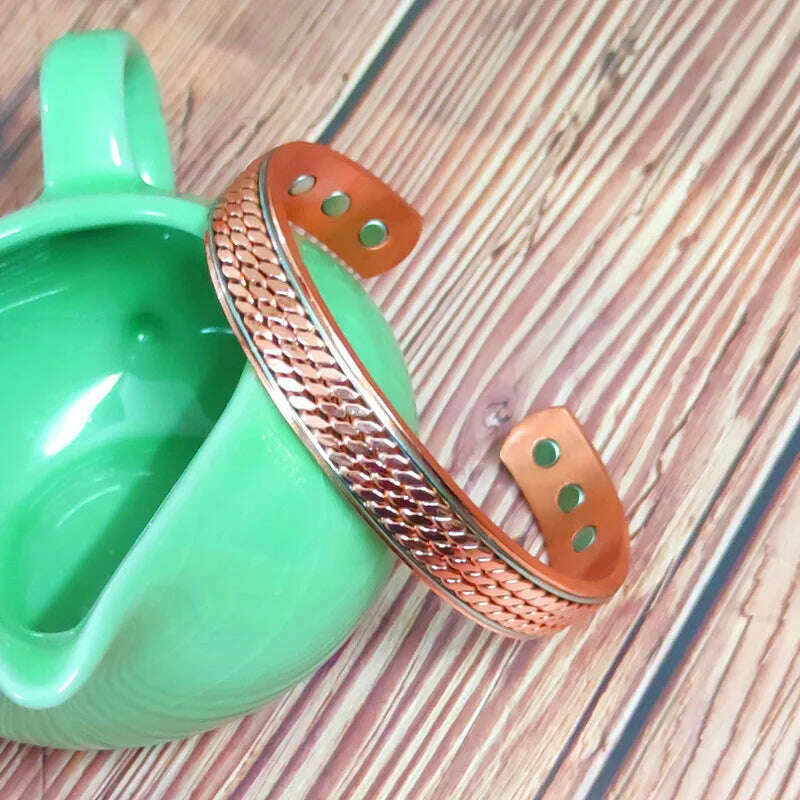Women Tibetan Pure Copper Magnetic Healing Bracelet India Pattern Men's Spiritual Yoga Jewelry Adjustable Rope Inlay Style - KIMLUD