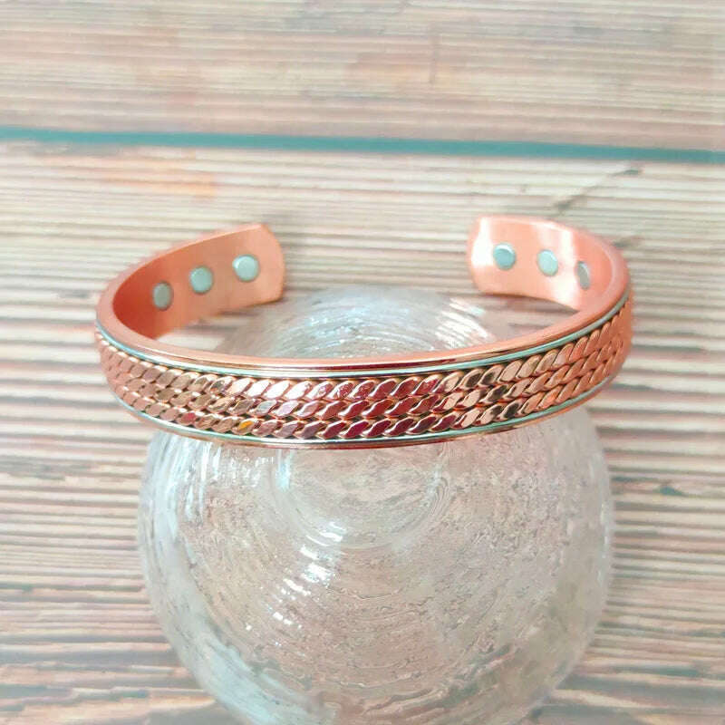 Women Tibetan Pure Copper Magnetic Healing Bracelet India Pattern Men's Spiritual Yoga Jewelry Adjustable Rope Inlay Style - KIMLUD