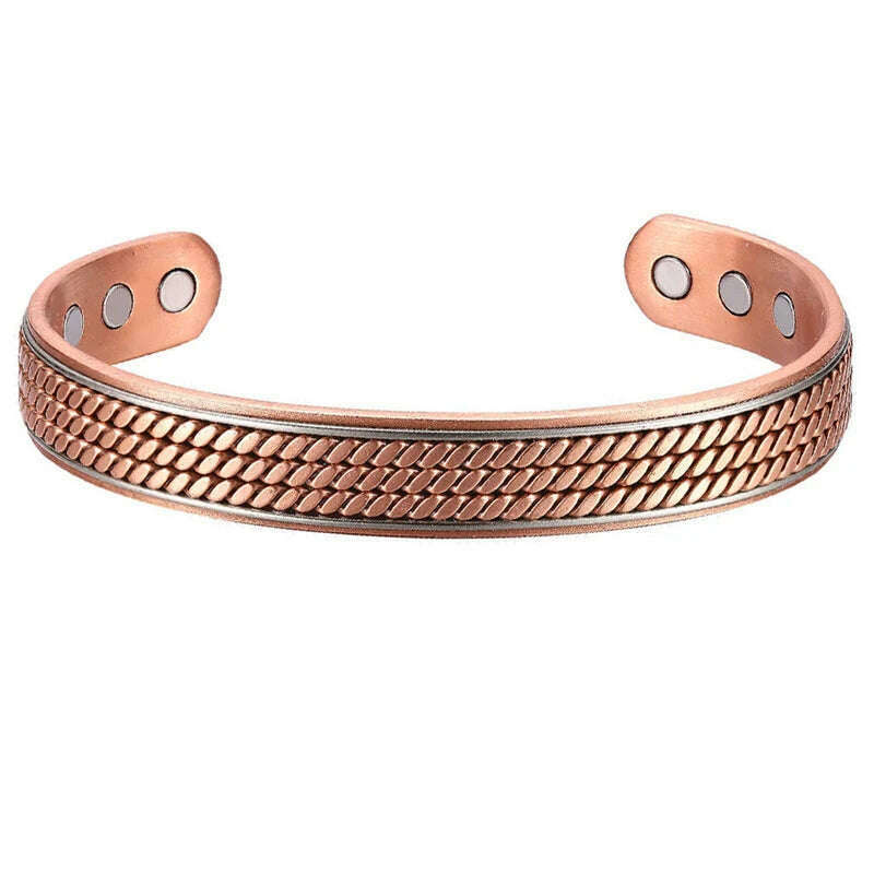 Women Tibetan Pure Copper Magnetic Healing Bracelet India Pattern Men's Spiritual Yoga Jewelry Adjustable Rope Inlay Style - KIMLUD