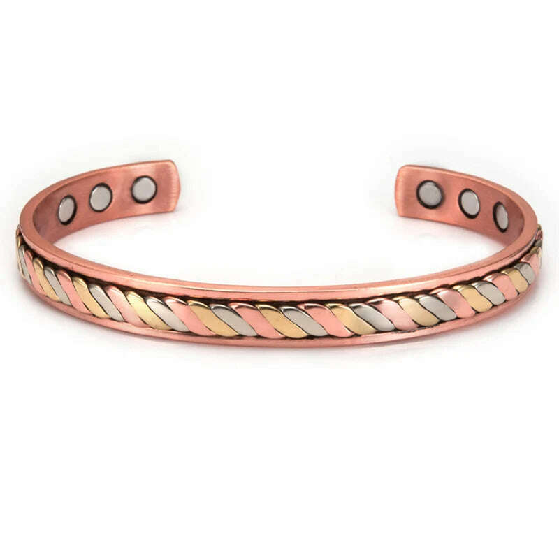 Women Tibetan Pure Copper Magnetic Healing Bracelet India Pattern Men's Spiritual Yoga Jewelry Adjustable Rope Inlay Style - KIMLUD