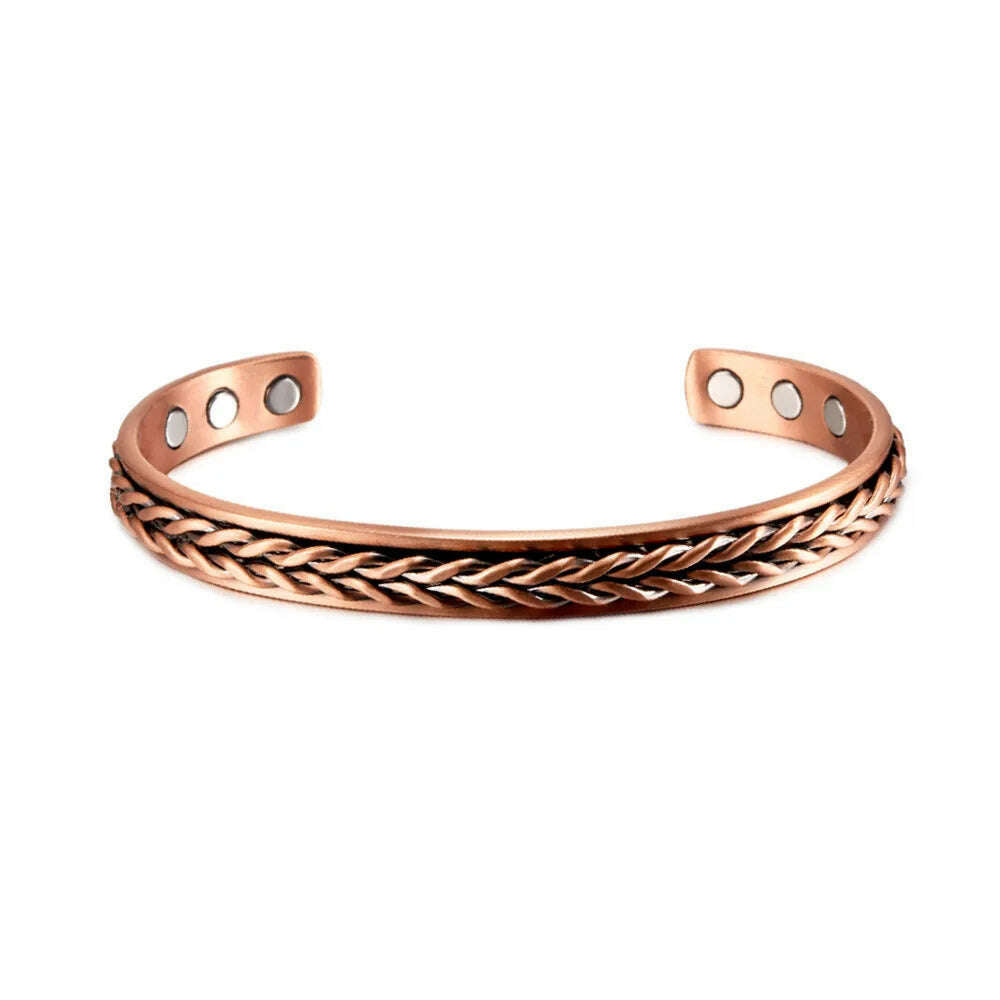 Women Tibetan Pure Copper Magnetic Healing Bracelet India Pattern Men's Spiritual Yoga Jewelry Adjustable Rope Inlay Style - KIMLUD