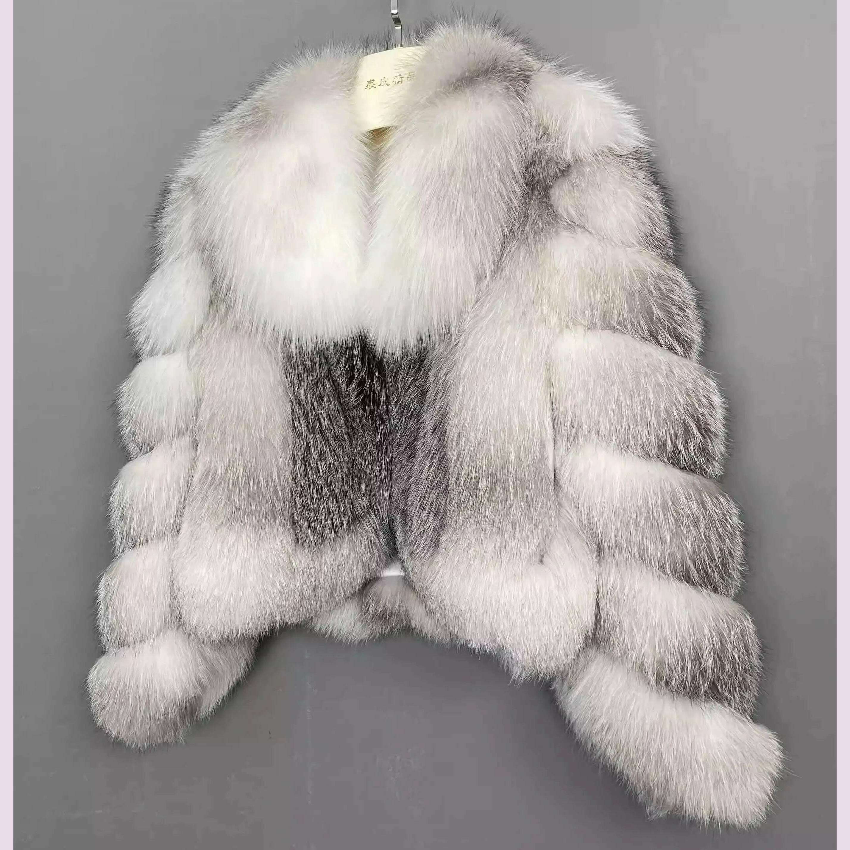 KIMLUD, Women's Fur Real Fox Fur Coat Long Sleeve Luxury Natural Fox Cloth Turn Down Collar, KIMLUD Womens Clothes