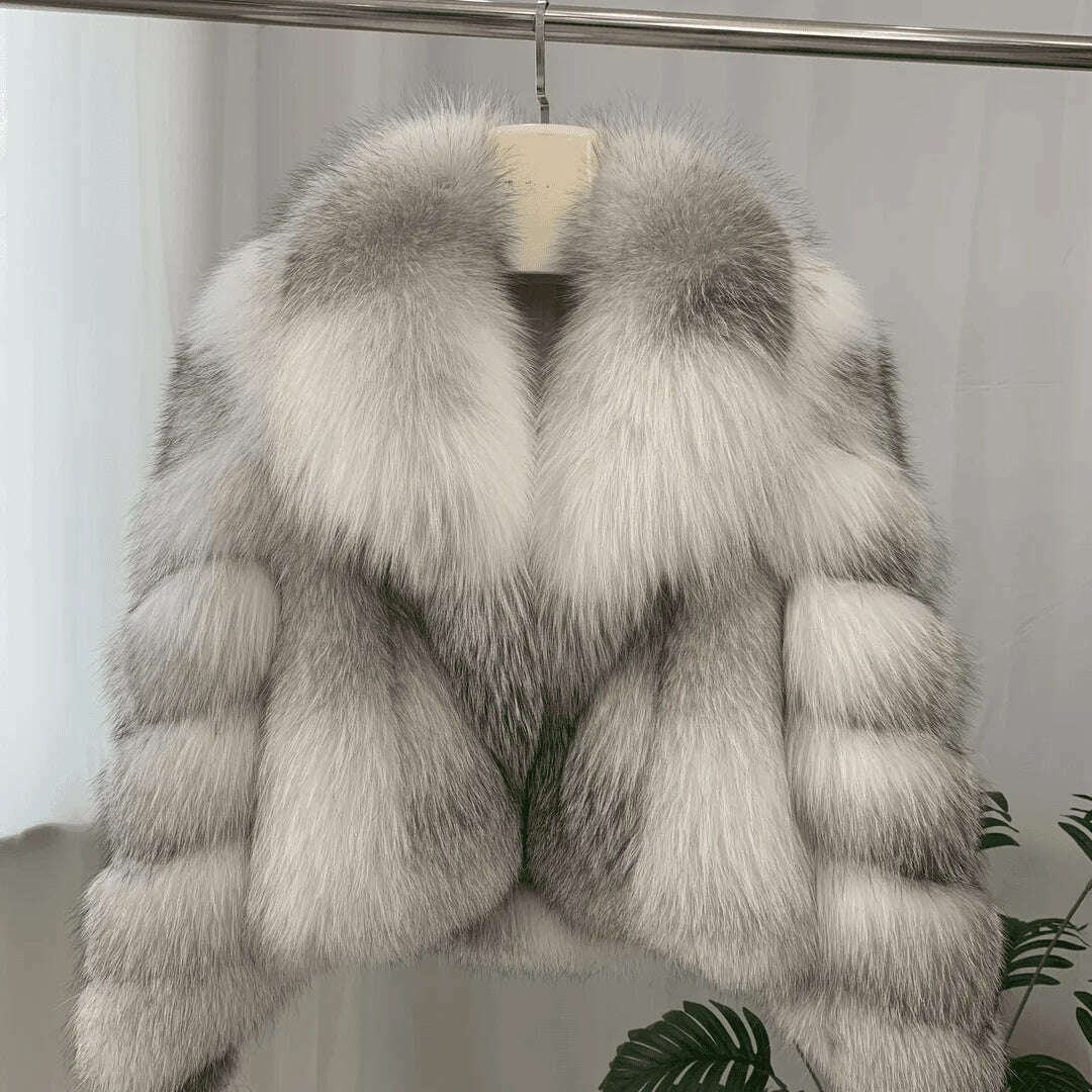 KIMLUD, Women's Fur Real Fox Fur Coat Long Sleeve Luxury Natural Fox Cloth Turn Down Collar, 2 / XXXL, KIMLUD APPAREL - Womens Clothes