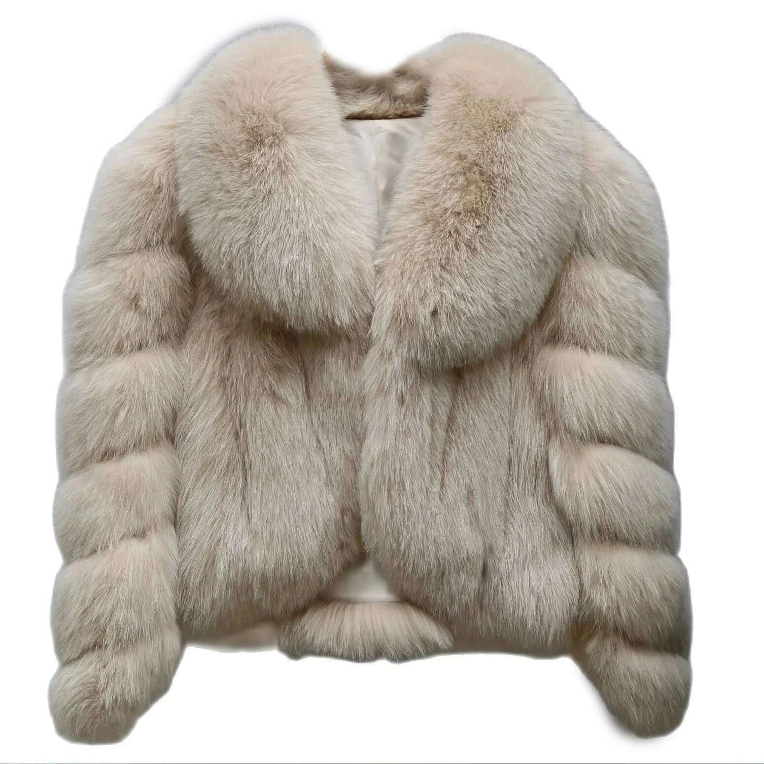KIMLUD, Women's Fur Real Fox Fur Coat Long Sleeve Luxury Natural Fox Cloth Turn Down Collar, 12 / XXXL, KIMLUD APPAREL - Womens Clothes