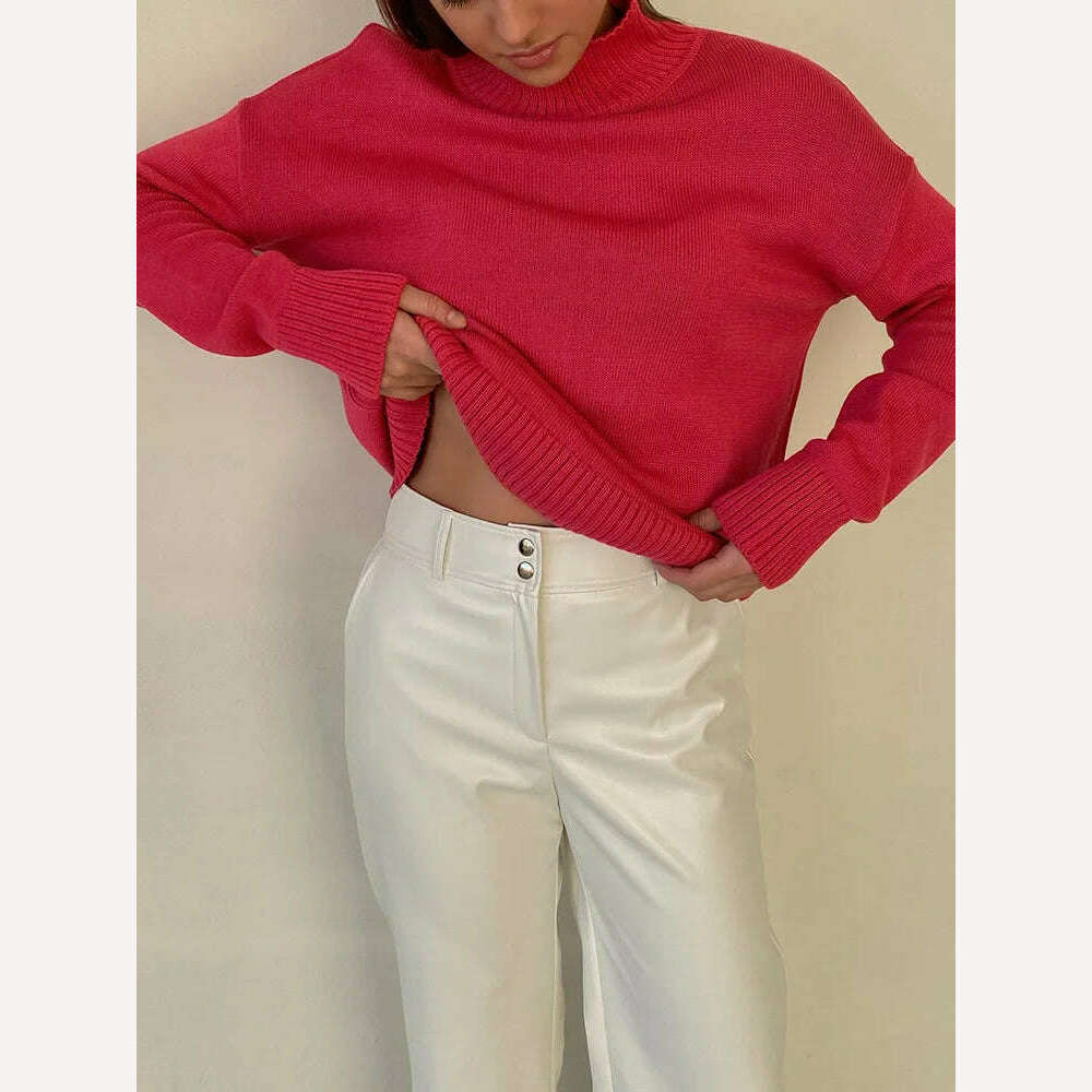 Women's Thick Sweaters Oversize Turtleneck Women Winter Warm White Pullovers Knitted High Neck Oversized Sweater For Women Tops - KIMLUD