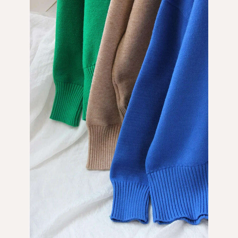 Women's Thick Sweaters Oversize Turtleneck Women Winter Warm White Pullovers Knitted High Neck Oversized Sweater For Women Tops - KIMLUD