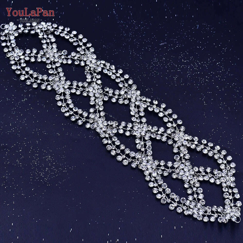YouLaPan HP282 Wedding Headband Alloy Flower Leaf Hair Tiara Rhinestone Headpiece Bridal Headwear Hair Accessories Head Jewelry - KIMLUD