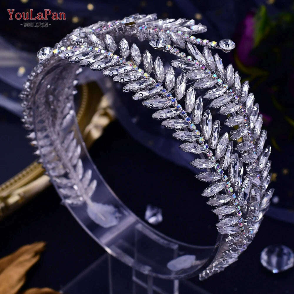 KIMLUD, YouLaPan HP419 Rhinestone Bridal Headband Woman Headpiece Wedding Hair Accessories Bride Hair Tiara and Crown Crystal Headdress, HP419 / Headbands, KIMLUD APPAREL - Womens Clothes