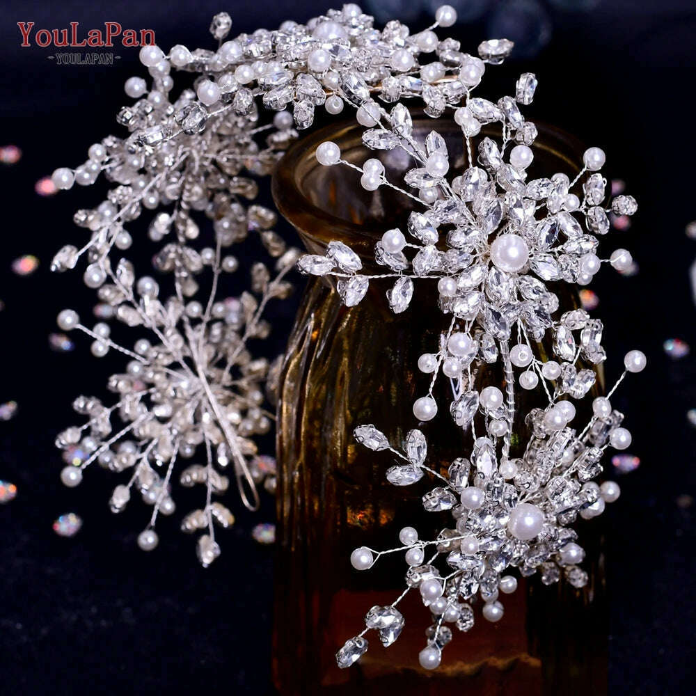 KIMLUD, YouLaPan HP419 Rhinestone Bridal Headband Woman Headpiece Wedding Hair Accessories Bride Hair Tiara and Crown Crystal Headdress, HP389-D / Headbands, KIMLUD APPAREL - Womens Clothes